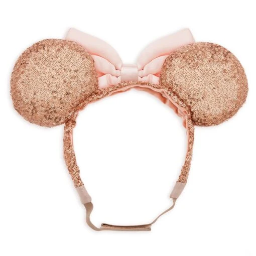 Disney Minnie Mouse Sequin Ear Headband With Strap For Adults – Rose Gold & Pink - Image 2