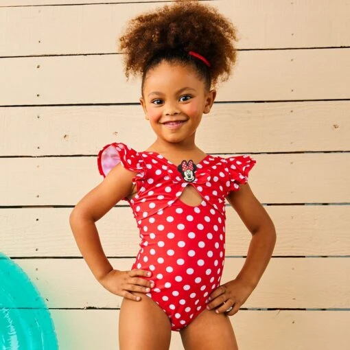 Disney Minnie Mouse Red Polka Dot Swimsuit For Girls - Image 2