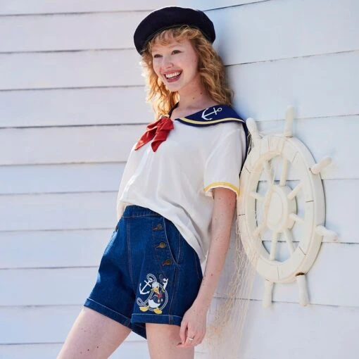 Disney Donald Duck Denim Shorts For Women – 90th Anniversary - Image 2