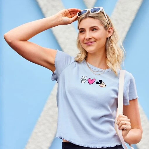 Disney Mickey Mouse ''Peace, Love, Mickey'' T-Shirt For Women - Image 2