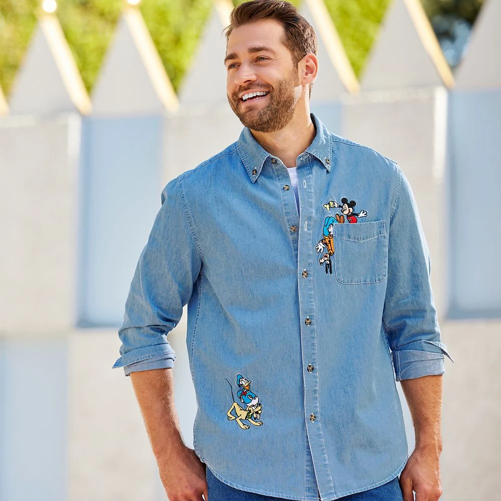 Disney Mickey Mouse And Friends Denim Shirt For Adults 4 Disney Mickey Mouse And Friends Denim Shirt For Adults - Image 2