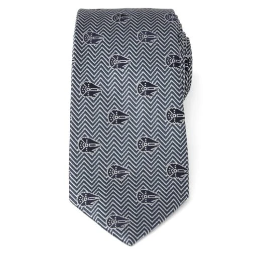 Disney Millennium Falcon Herringbone Blue Silk Tie For Adults – Star Wars - Image 2