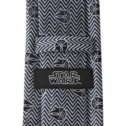 Disney Millennium Falcon Herringbone Blue Silk Tie For Adults – Star Wars - Image 4
