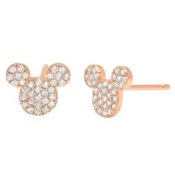 Disney Mickey Mouse Icon Stud Earrings By CRISLU – Rose Gold -Disney 7401057012030 1