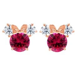 Disney Minnie Mouse Birthstone Earrings By CRISLU – Rose Gold