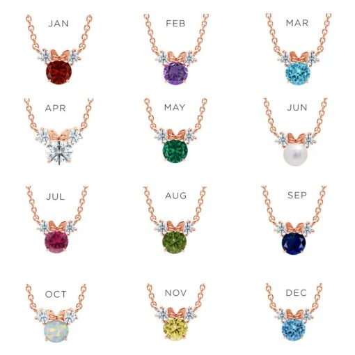 Disney Minnie Mouse Birthstone Necklace For Kids By CRISLU – Rose Gold - Image 2