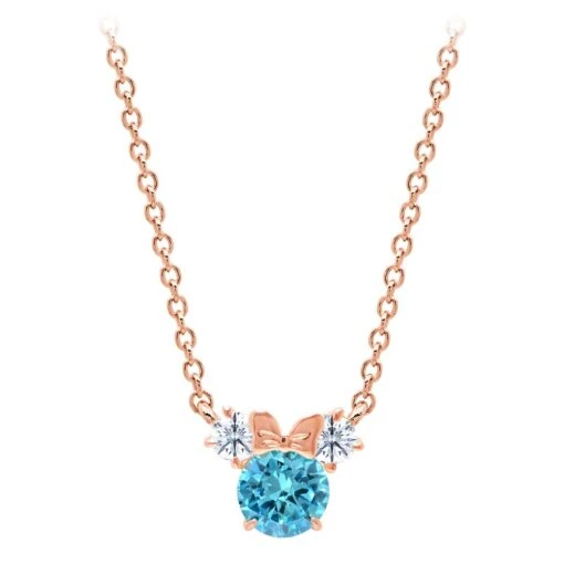 Disney Minnie Mouse Birthstone Necklace For Kids By CRISLU – Rose Gold