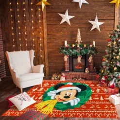 Disney Mickey Mouse Wreath 54"x78" Area Rug Red