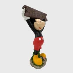 Disney 22.25" Mickey Mouse Solar Resin/Stone Statue With A Welcome Sign